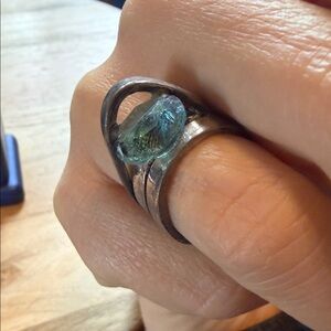 Elegant Silver and Blue Women's Ring